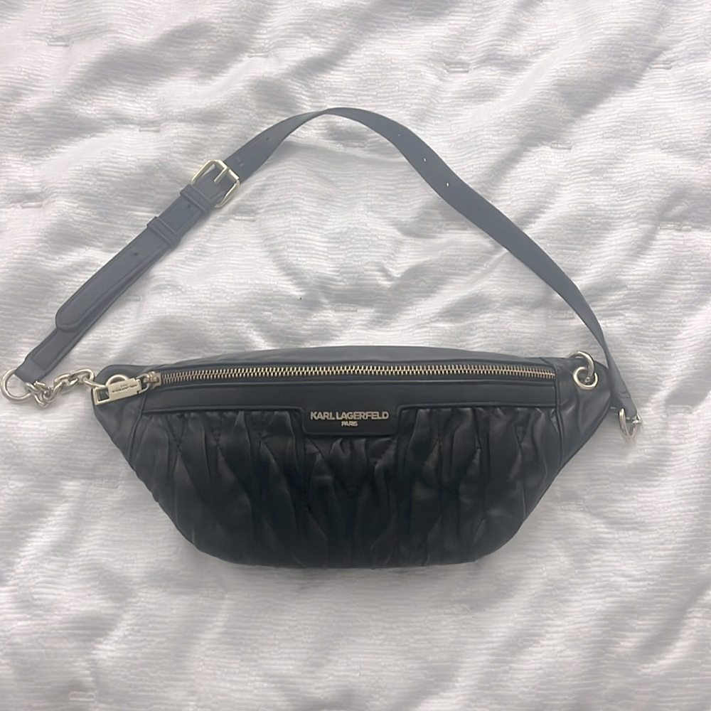 Karl Lagerfeld Paris womens Kristina Fara Rouched Belt Bag Cross Body